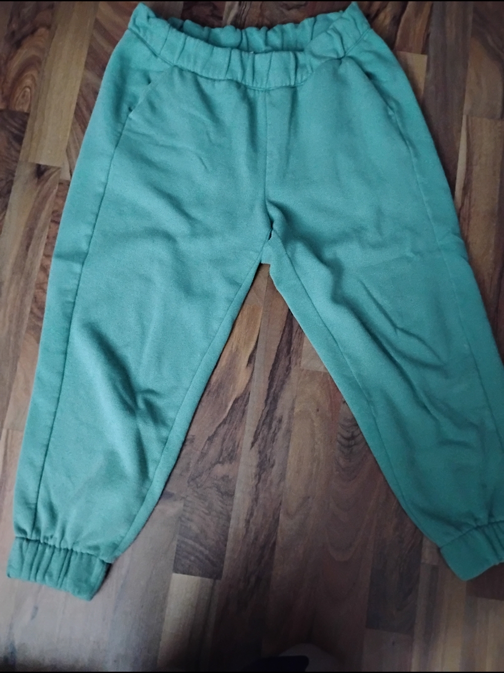 Womens Green Elastic Waist Jogger Capri